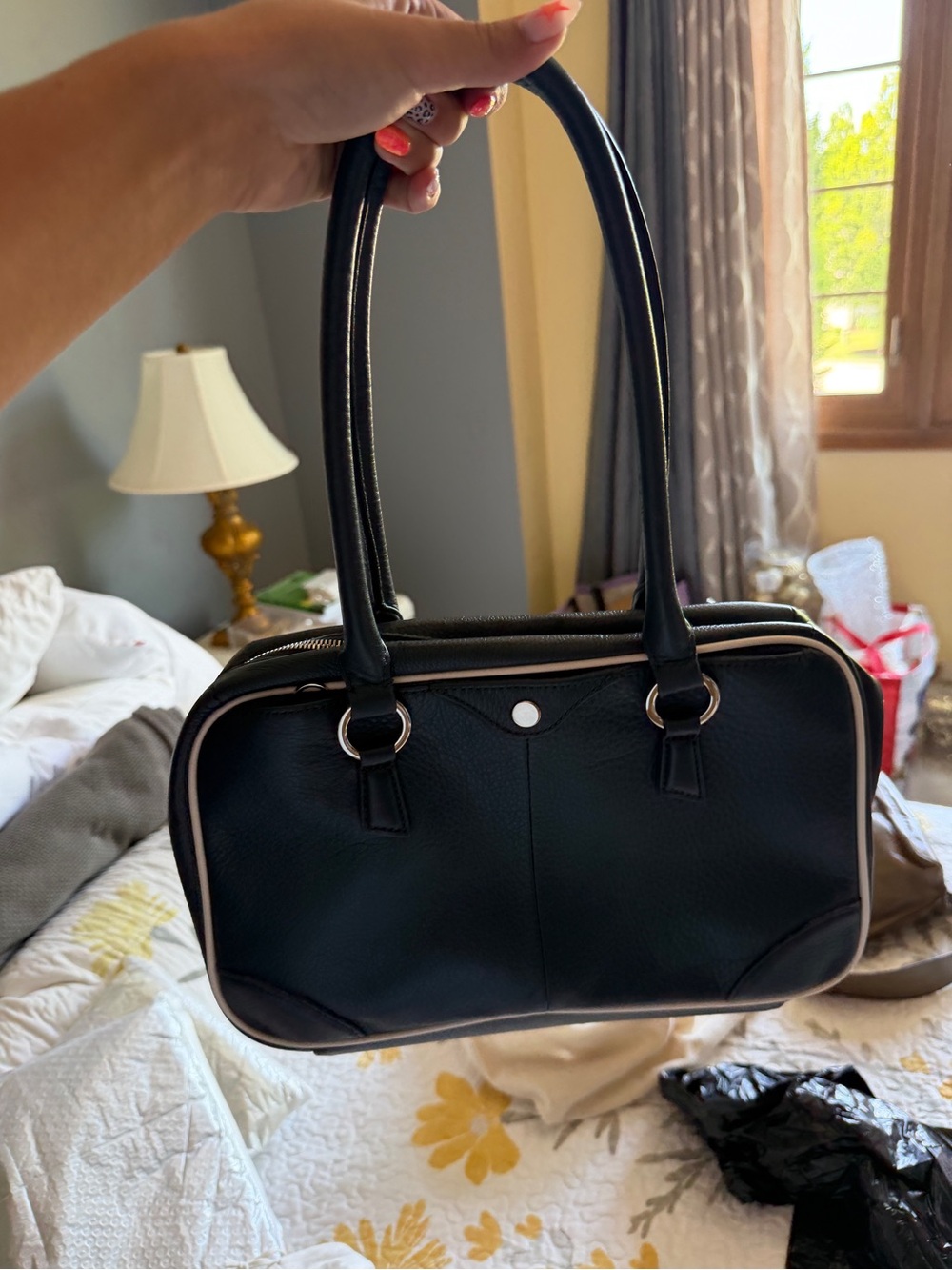 Hammitt Navy Blue Shoulder Bag with Cream Trim